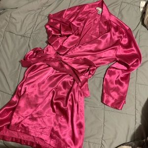 Hot Pink Satin Robe Large